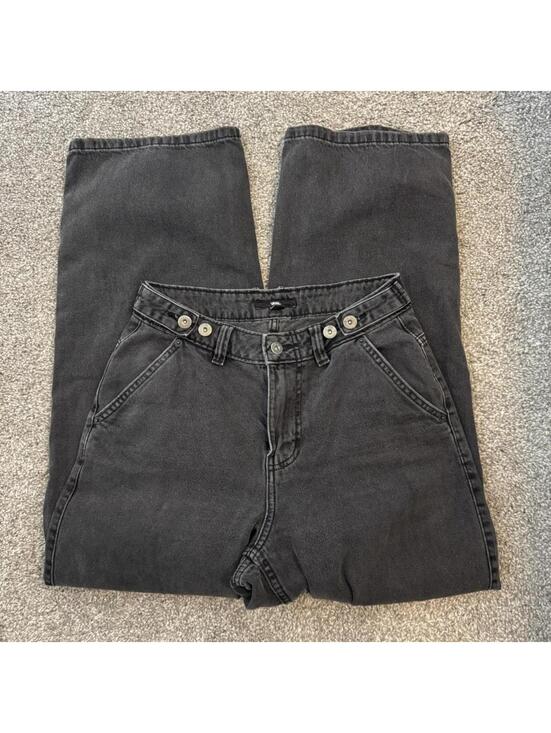 Vans Denim - Vans Black Washed Wide Leg Denim Pants Skate Utility Cropped Faded Charcoal, 24"